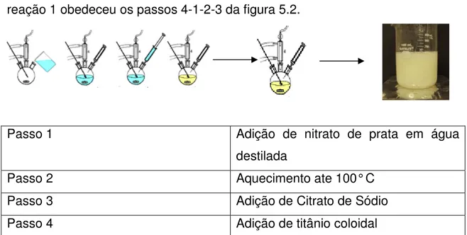 Tabela 5.1- Reações realizadas no dióxido de titânio rutilo. 
