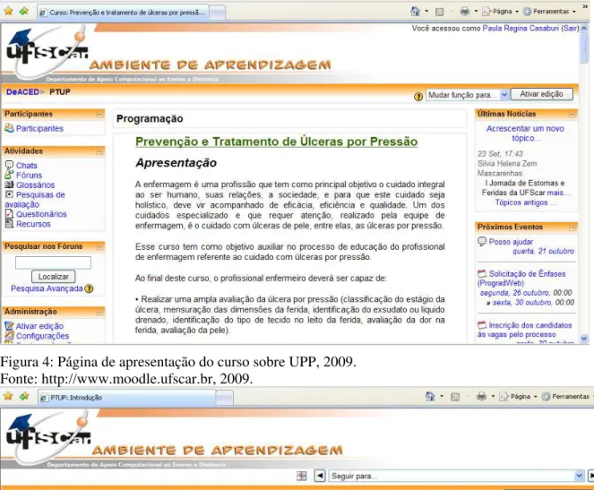 Figura 4: Página de apresentação do curso sobre UPP, 2009. 