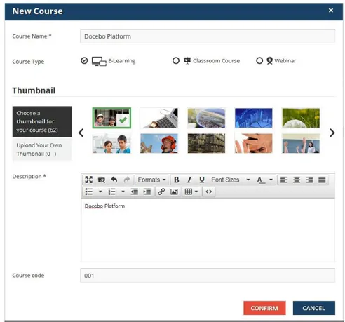 Figure 3 - Add Course on Docebo LMS