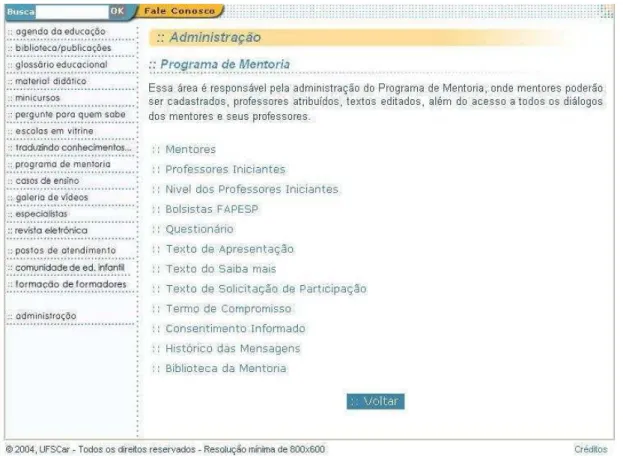 Figura 3 – Página de acesso aos links do Programa de Mentoria 