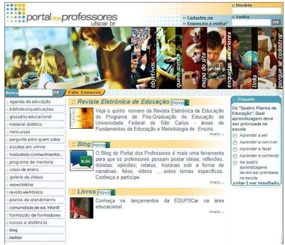 Figura 2: P´agina inicial do Portal dos Professores da UFSCar.