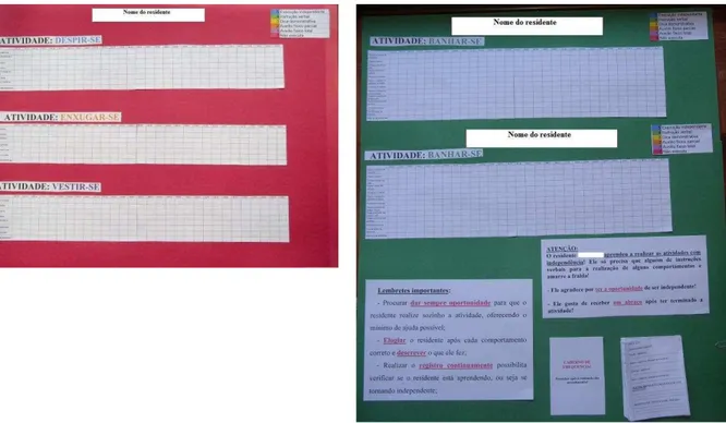 Figura 3. Fotos ilustrativas de modelos de cartazes de registro que podem ser utilizados na fase de manutenção  do Programa Educacional