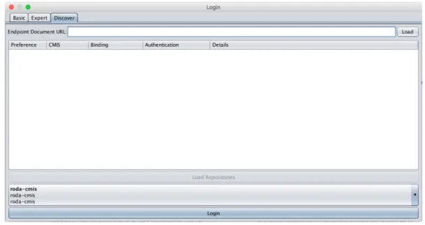 Figure 6 – Repository Login window – Discover authentication 