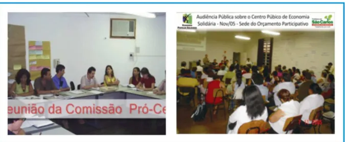 Figura 2: Imagens da Reunião para instituição da Comissão pró-Centro Público e Audiência Pública para discutir  a instalação de um Centro Público de Economia Solidária em São Carlos 