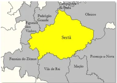 Figura I.2 - Situación de los concelhos fronterizos del concelho de Sertã  (tomado de CAOP20090_continente) 