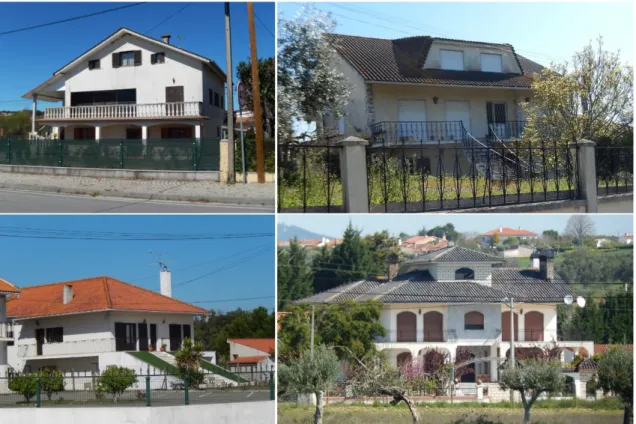 Figure 11. Houses with foreign influence, Portugal. Above: left – Pereiro, Sátão; right – Sta