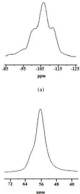 Figura 3.16. Espectro de ressonância magnética nuclear em alto campo no estado  sólido da Zeólita 1: (a)  29 Si e (b)  27 Al.