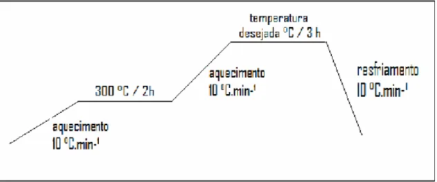 Figura 4.2: Representação esquemática das etapas de calcinação da amostra de TiO 2
