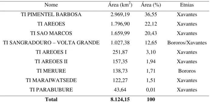 Tabela 9 - Terra Indígenas na BHRM. 