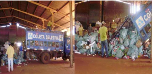 Figura 5: Imagens do desembarque da coleta seletiva no Centro de Reciclagem em agosto/2009 