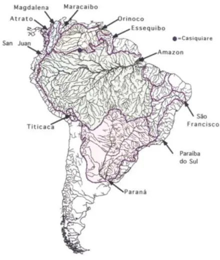 Figura 2-3. Áreas de endemismo para peixes neotropicais de acordo com Lundberg et al. (1998)