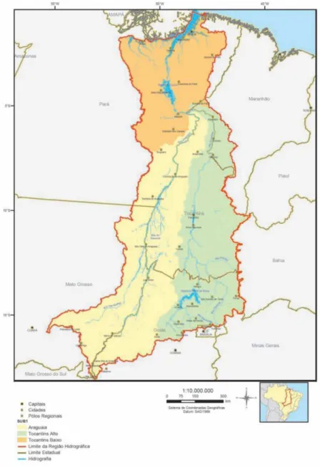 Figura 2-7. Limites da Região Hidrográfica Tocantins-Araguaia. Modificado de MMA (2006b)