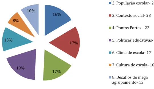 Figura 3. - Distribuição, em termos percentuais, das unidades de significado pelas categorias de  análise da grande categoria Caracterização do mega agrupamento