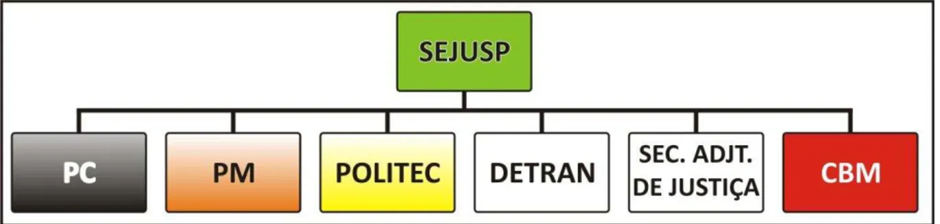 Figura 6. Arranjo Institucional da POLITEC/MT (MATO GROSSO, 2005a; MATO GROSSO, 2007; MATO  GROSSO, 2010)