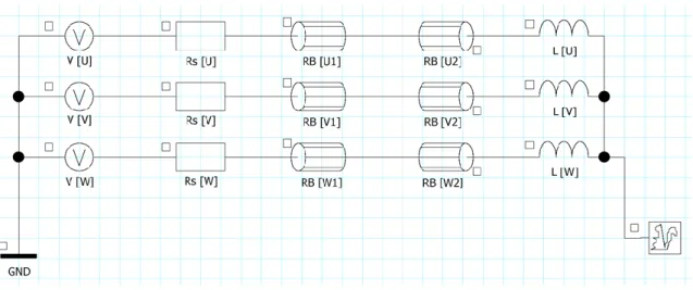 Figura 2.10 - Esquema do circuito elétrico do MIT para modelação no software Flux (Flux2D)