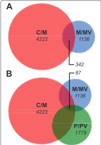 Figure 5 Venn diagrams of differentially expressed genes in vanadate-treated VSa13 cells