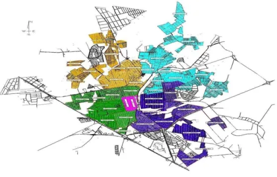 Figura 3- Mapa da cidade de Araraquara com a divisão dos setores da coleta seletiva  