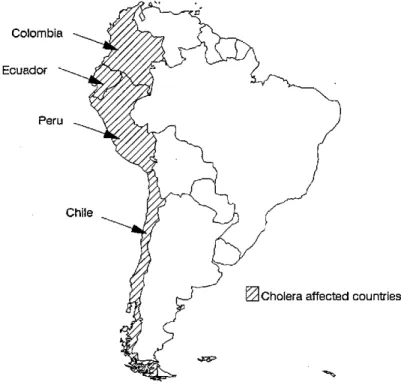Figure  1. Countries  affected  by cholera  outbreak.