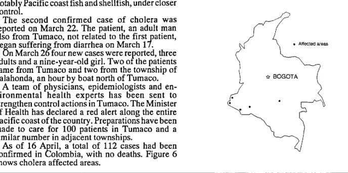 Figure 6. Cholera affected  areas, Colombia.