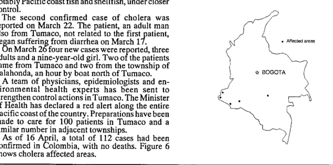 Figure 6. Cholera affected  areas, Colombia.