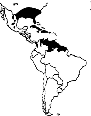 Figura  1.  Distribución  del Aedes  aegypti  en  las  Américas.