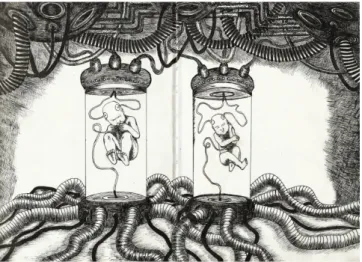 Figura 4.16: Esboço de bebés In Vitro dentro das suas incubadoras. 