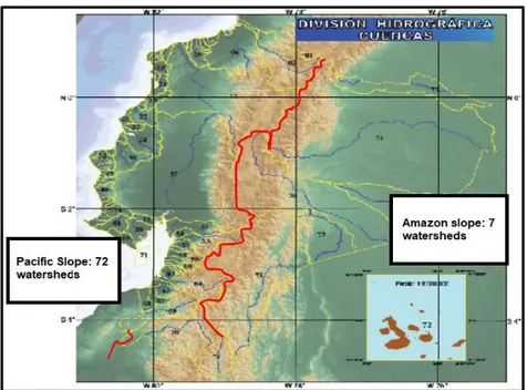 Figure 1.8 - Hydrographic division of Ecuador  Source: Secretaría Nacional del Agua - SENAGUA, (2011) 
