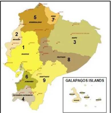 Figure 1.10 - Hydrographic Demarcations of Ecuador  Source: Secretaría Nacional del Agua - SENAGUA, (2011) 