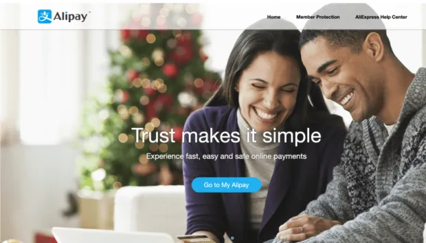 Figure 9 - Alipay landing page 