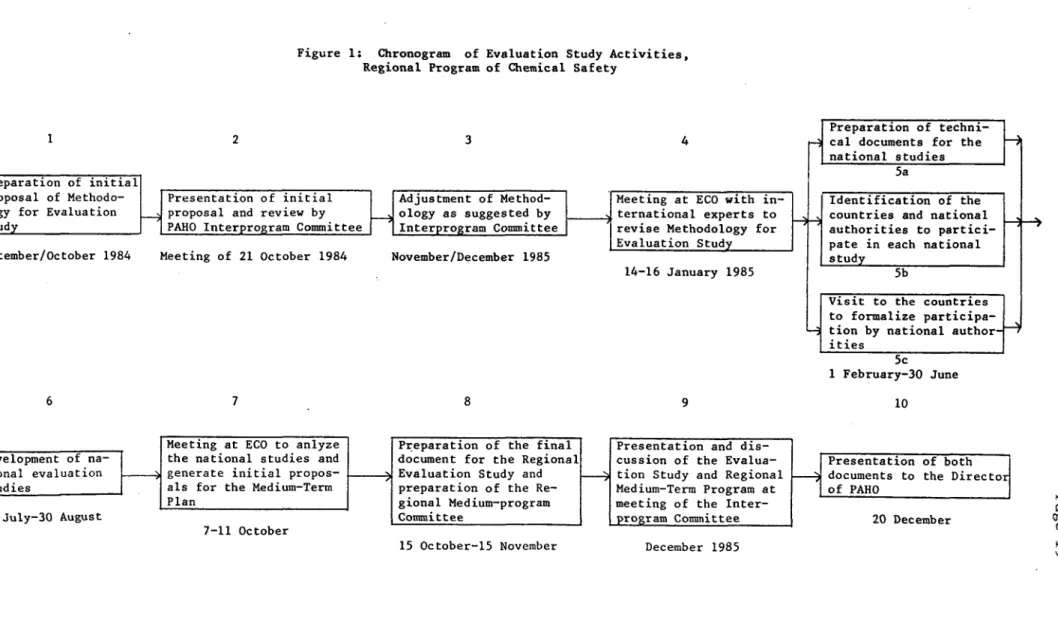 Figure  1:  Chronogram  of  Evaluation  Study Activities, Regional  Program of  Chemical  Safety