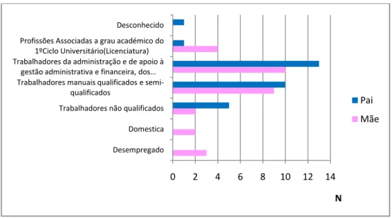 Figura 5 – Frequências quanto à ocupação dos progenitores 