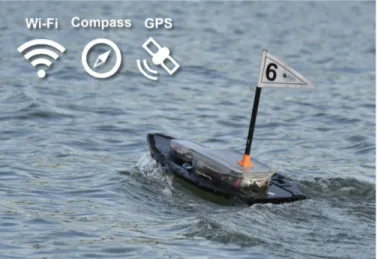 Fig 3. The robot is an autonomous surface vehicle equipped with Wi-Fi for communication, and a compass and GPS for navigation