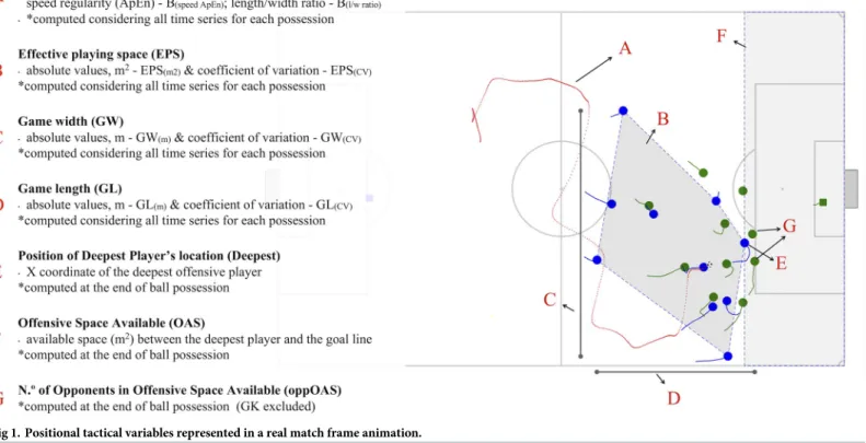 Fig 1. Positional tactical variables represented in a real match frame animation.