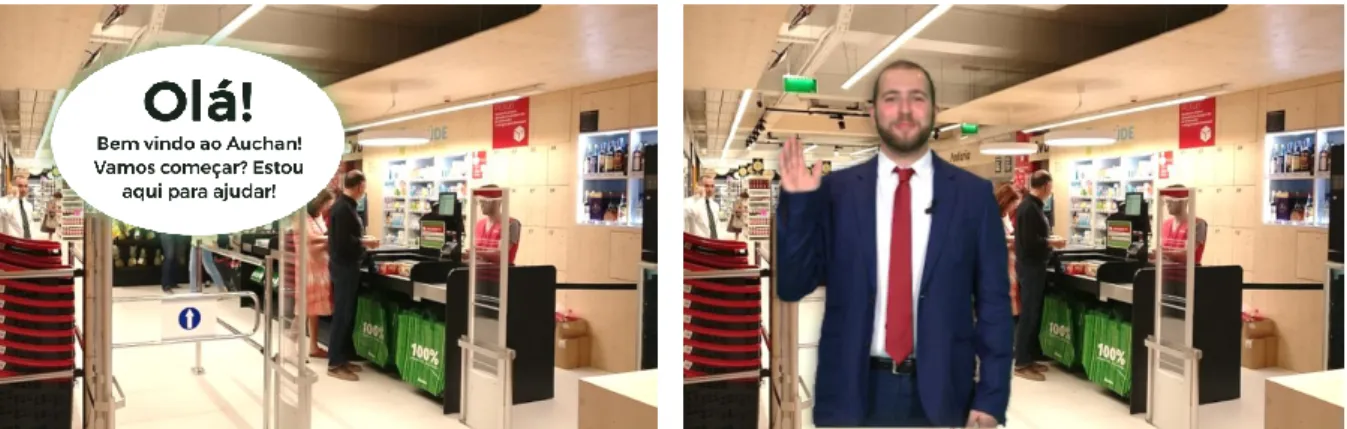 Figure 7 Supermarket entrance: Left (Without Avatar) and Right (With Avatar)