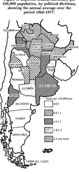Figure  1.  Reported  tetanus  morbidity  per  100,000  population,  by  political  divisions, 