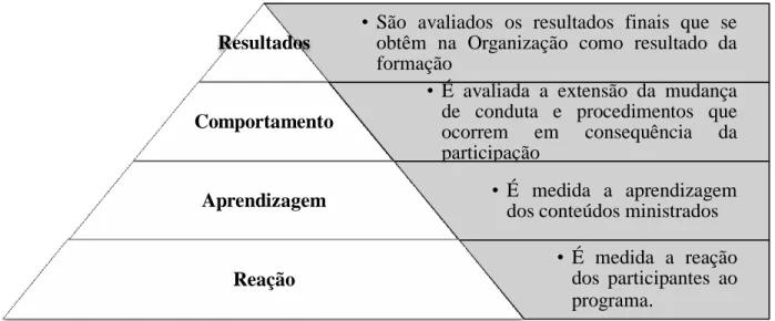 Figura 1.1 Pirâmide de avaliação (Modelo de Kirkpatrick)