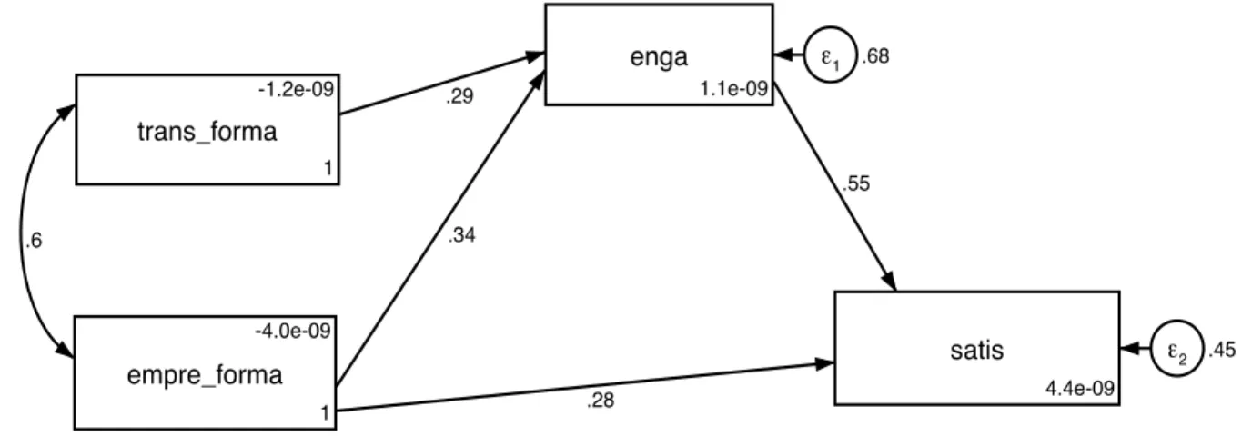 Figura 3.1 Path analysis: Modelo estrutural ajustado 9