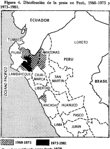 Figura  5.  Distribución  de  la  peste  en  los Estados  Unidos  de América,  1968-1973  y 1973-1981