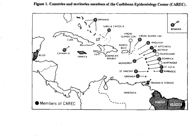 Figure 1. Countries  and territories members of  the Caribbean Epidemiology  Center (CAREC).