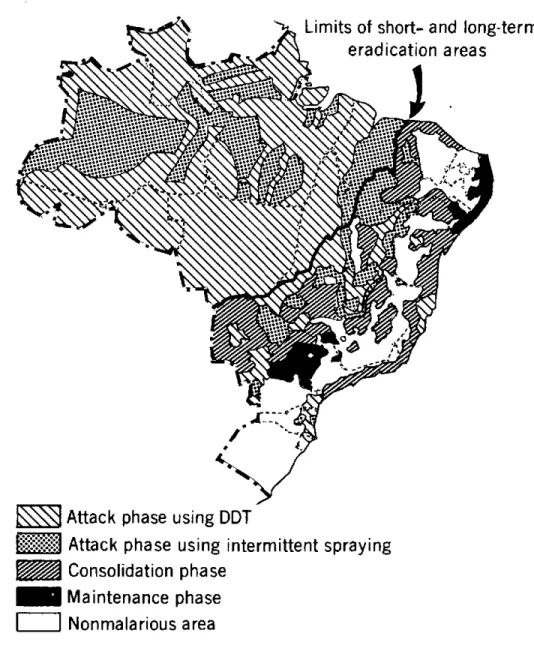 Figure  1.  Areas  and phases  of  the malaria eradication  program, Brazil,  1978.