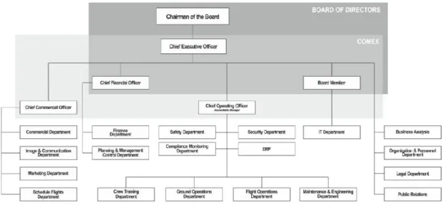 Figure  5  represents  the  company  general  organization  chart  where  it  is  possible  to  see  the  Safety Department is a consultant organ of the Accountable Manager