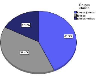 Figura 3.Gráfico circular sobre a percentagem de idosos de cada grupo 