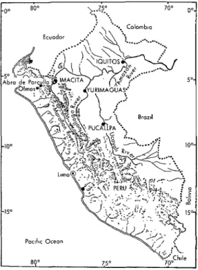 Figure  1.  A  map  of  Peru  showing  the  1975  arbovirus  study  sites. 