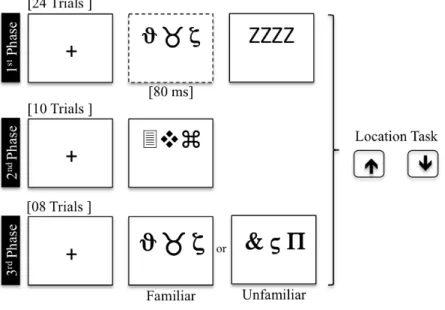 Figure 1. Procedure and illustration of stimuli used across the three experimental phases