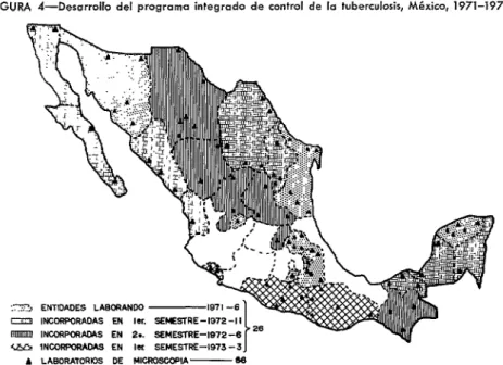 FIGURA  4-Desarrollo  del  programo  integrado  de  control  de  la  tuberculosis,  México,  1971-1973
