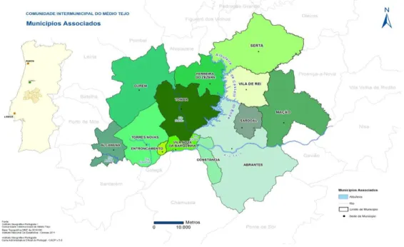 Figura 3- Localização geográfica do Médio Tejo e respetivos concelhos(33) 