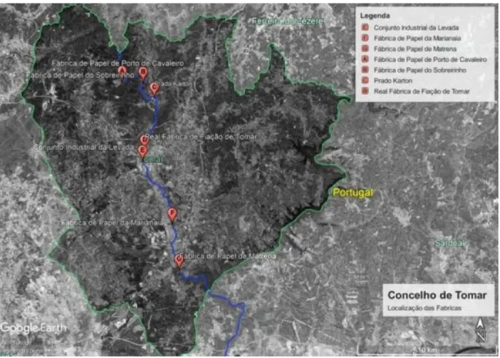 Figura 1: Concelho de Tomar: Localização da Fábricas. 