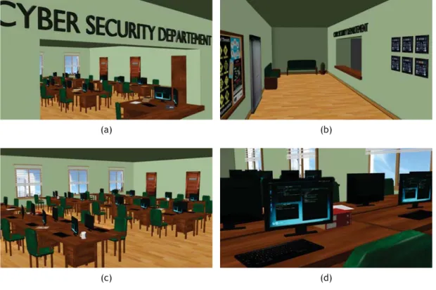 Figure 4.3: Rendered images of the model of the Cyber-security Department Common Room.