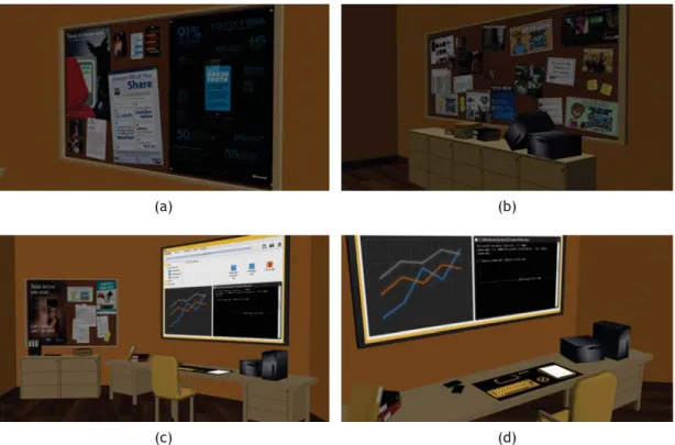 Figure 4.8: Rendered images of the model of the Social Networks Room.