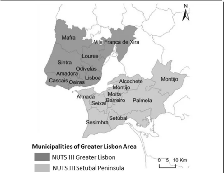 Fig. 2 Presentation of the Greater Lisbon Area where data will be collected, adaptation from Louro &amp; Marques da Costa [53]